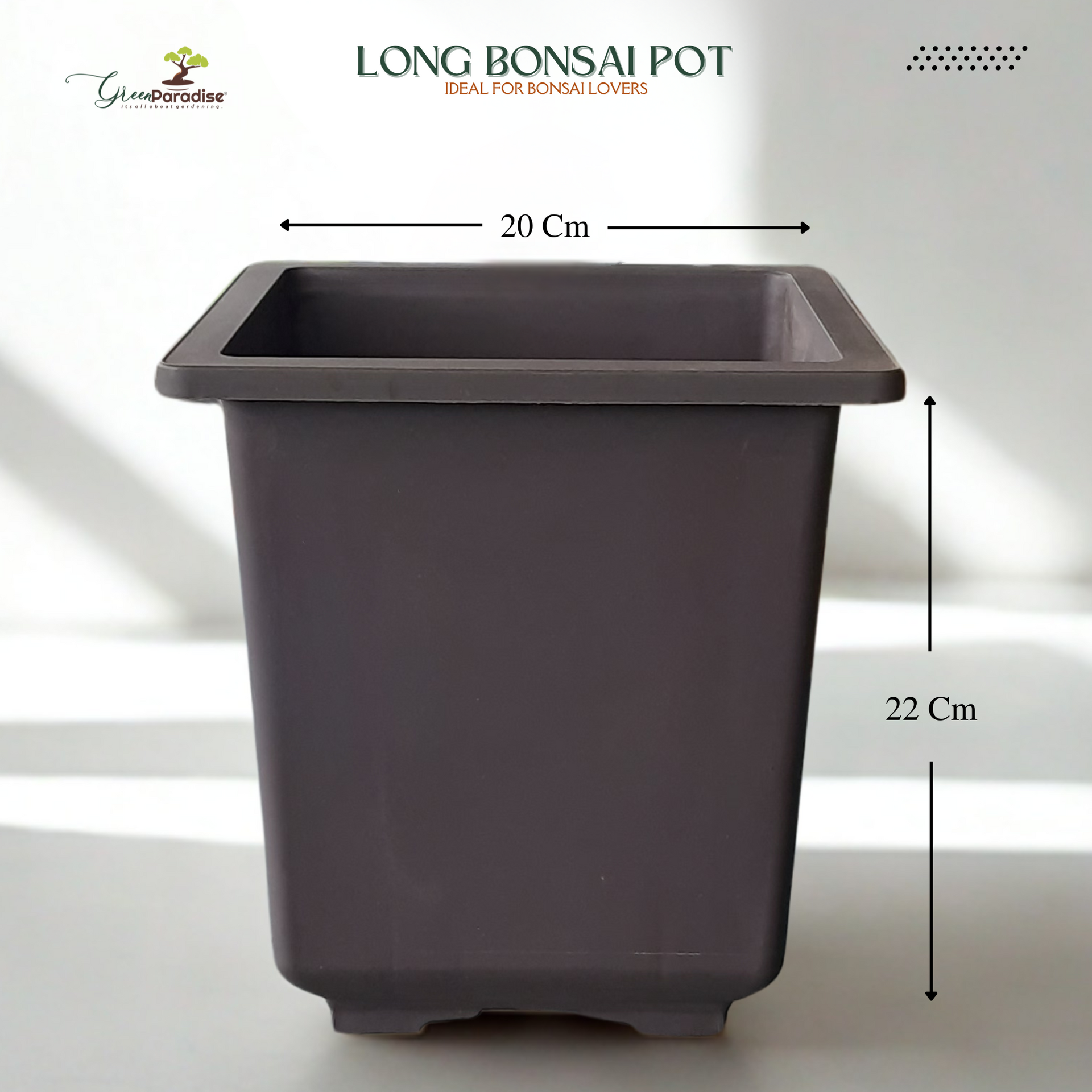 Green Paradise® Premium Tall Square Plastic Bonsai Training Pot – Ideal for Bonsai, Indoor & Outdoor Plants