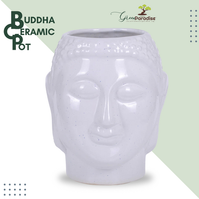 Green Paradise® White Ceramic Pot Hand Made with Famous Mughal Art for Home Decoration,Gift Item,Indoor Planter,Birthday Gift & Diwali Gift