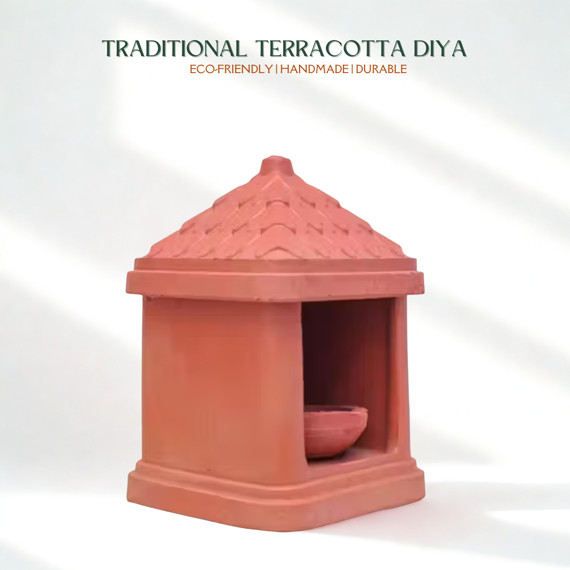 Green Paradise® Traditional Terracotta Diya – Eco-Friendly Handmade Clay Temple Diya for Home Décor & Puja