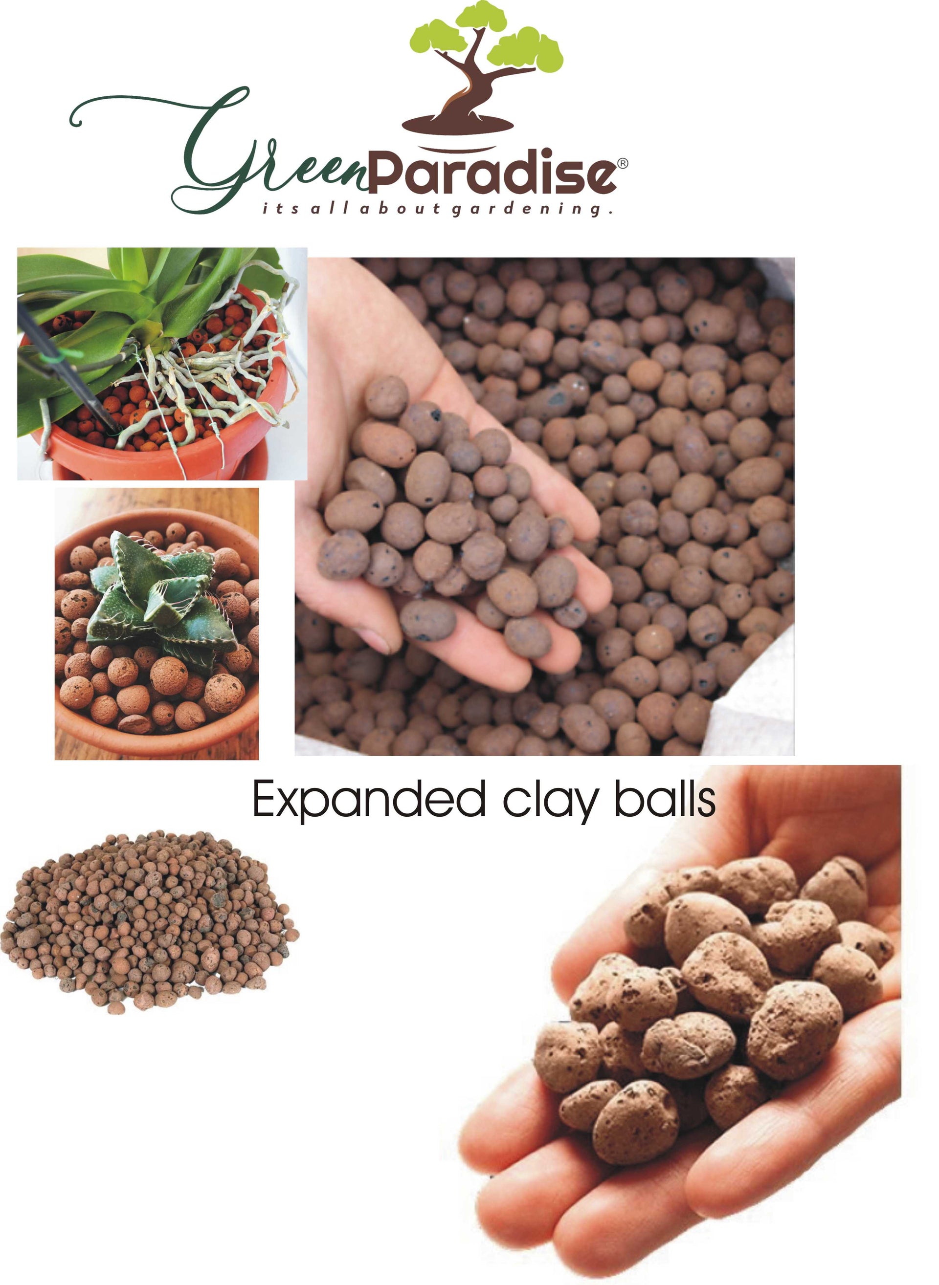 Green Paradise Expanded Clay Balls 3 Litres Clay Balls, Hydrotons, Lightweight Expanded Clay Aggregate (LECA) for Hydroponics, Aeroponics & Aquaponics, Size-8-15mm
