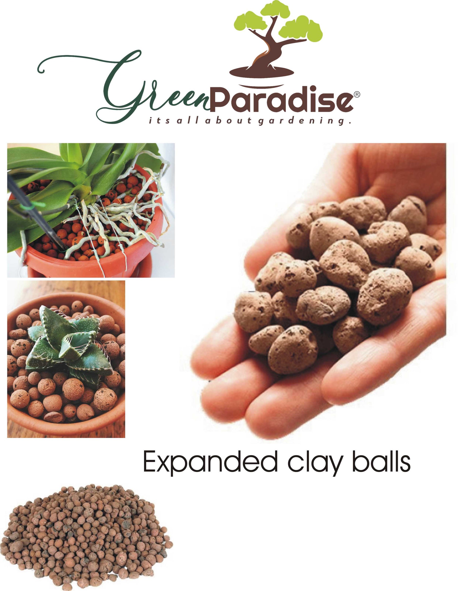 Green Paradise Expanded Clay Balls 3 Litres Clay Balls, Hydrotons, Lightweight Expanded Clay Aggregate (LECA) for Hydroponics, Aeroponics & Aquaponics, Size-8-15mm