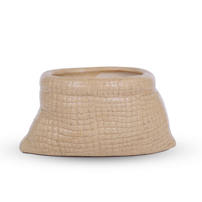 Gunny Bag Shaped Ceramic Pot Beautiful Handmade Pot (15x12x8) cm
