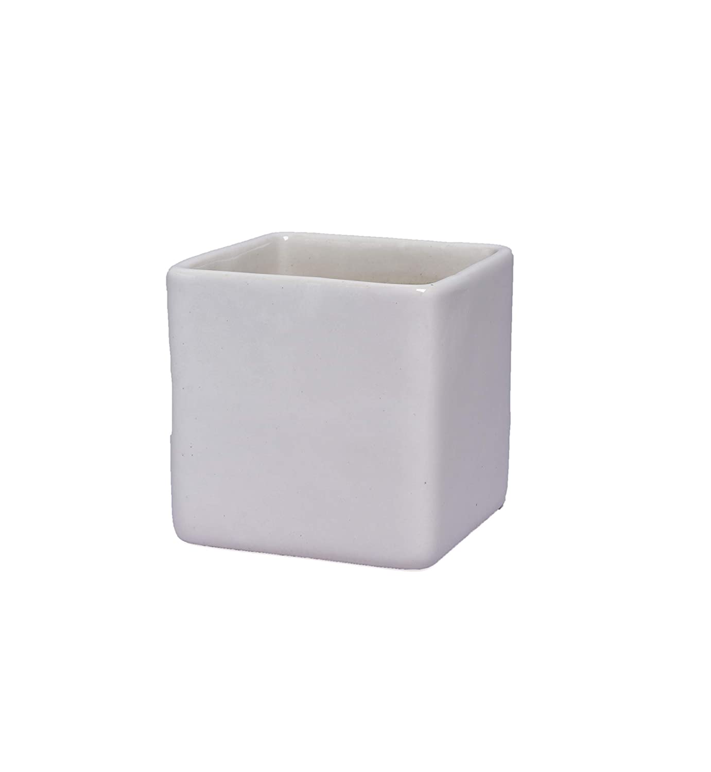 White Glossy Square Ceramic Succulent Pot for Indoor/Outdoor/Home/Office Tabletop Planters