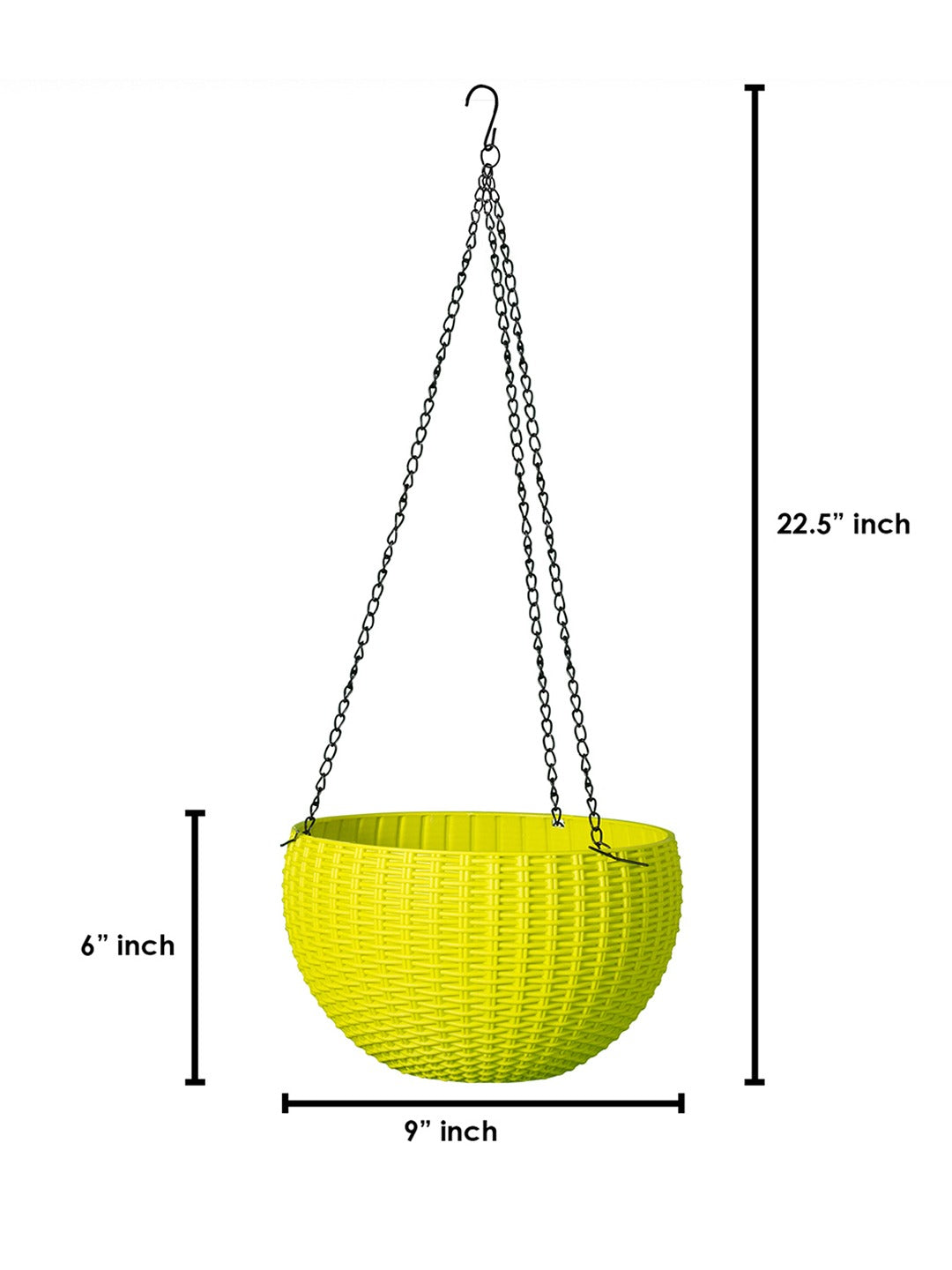 Hi Quality Hanging Pots with Metal Chain Hangers in Beautiful Random Colors 9 inches (Set of 4)