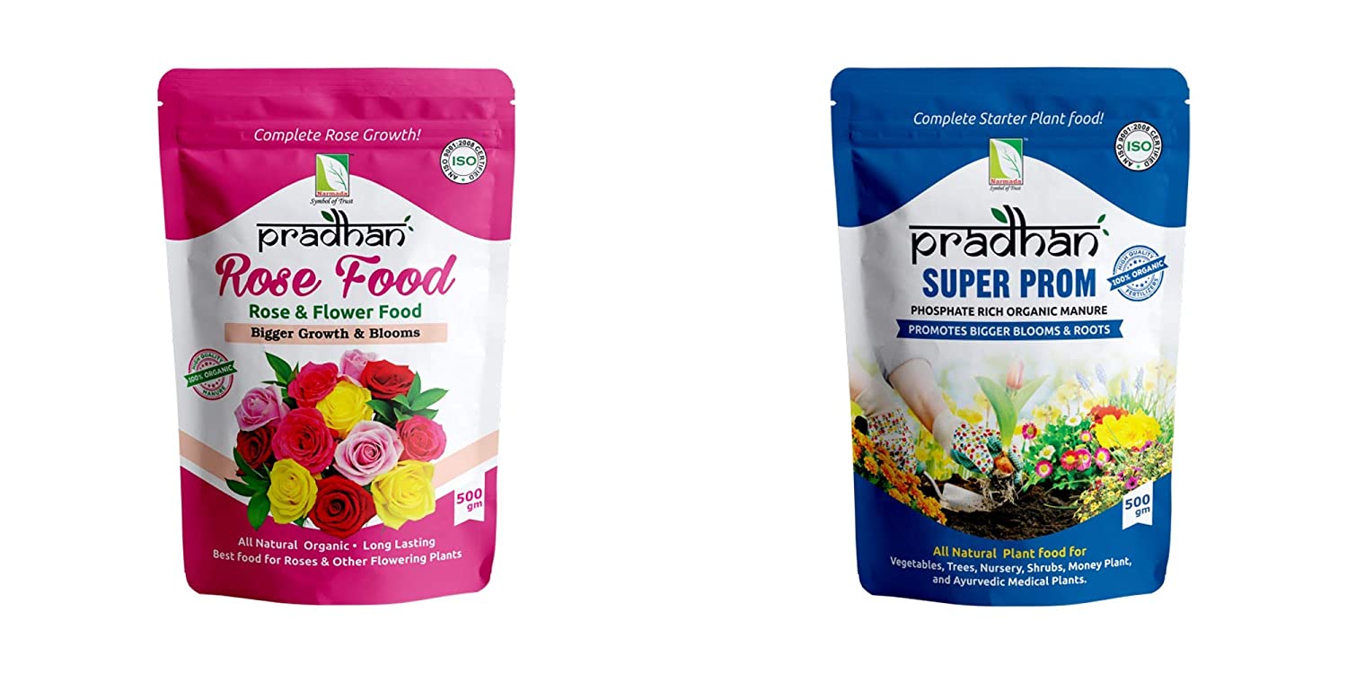 WellGrower Pradhan Rose Food Organic Fertilizer and Manure 500 GM and Pradhan Super Prom Organic Fertilizer Granule 500 GM Combo