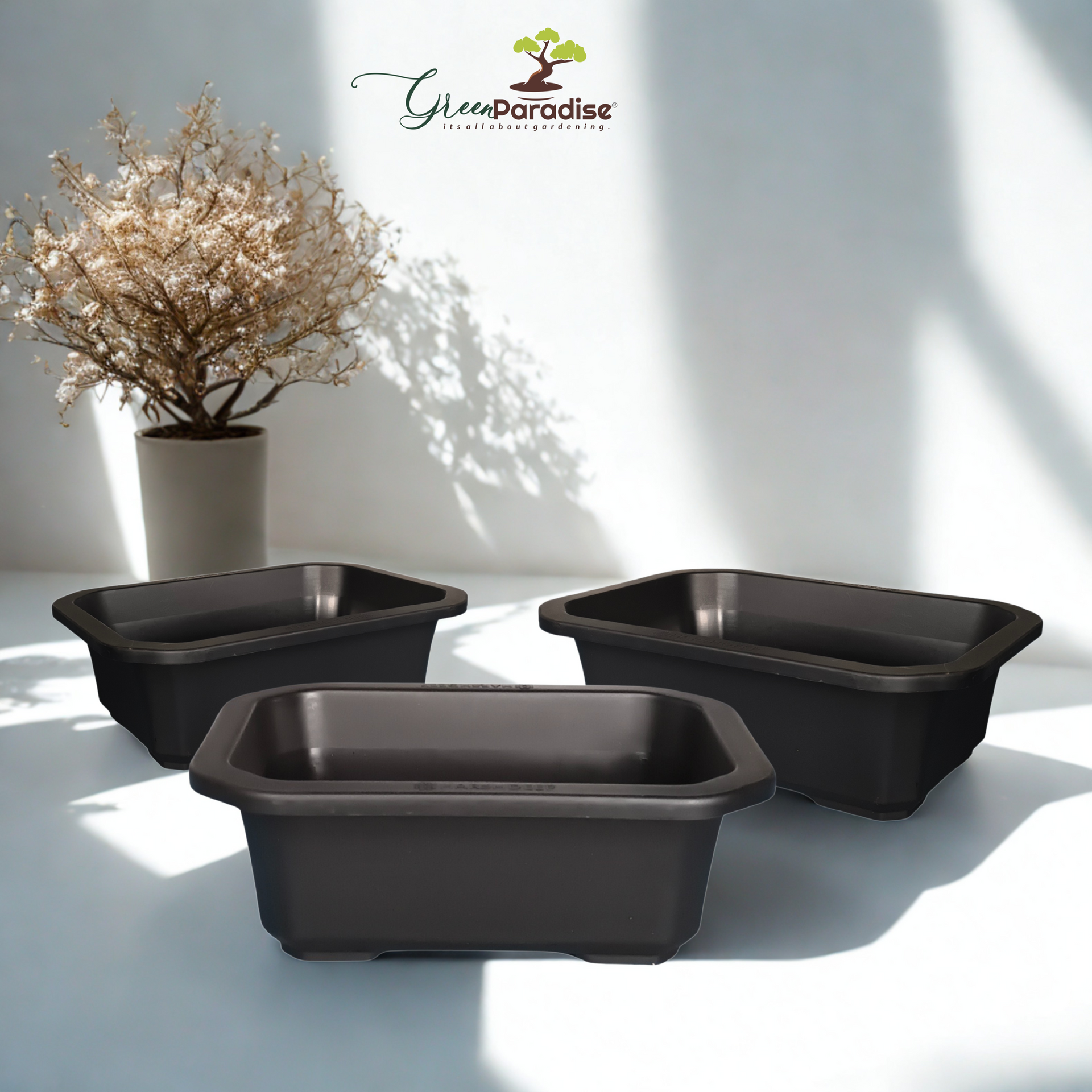 Green Paradise® Premium Rectangular Bonsai Pot Durable Plastic 40cm pot