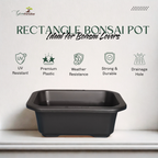 Green Paradise® Premium Black Rectangular Bonsai Pot Durable Plastic 21cm pot