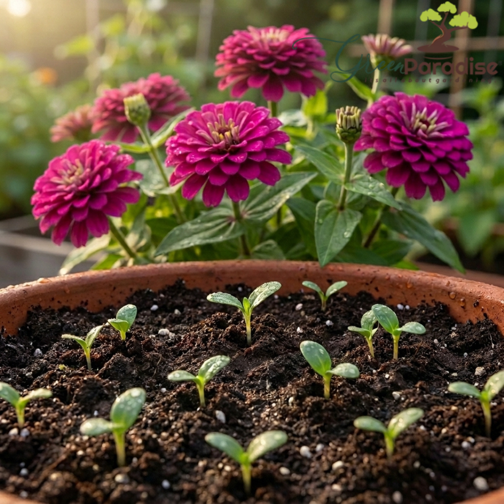 Green Paradise® Purple Zinnia Flower Seeds (Zinnia elegans) | Premium Quality Annual Flower Seeds | Easy to Grow | Ideal for Home Garden, Balcony & Terrace