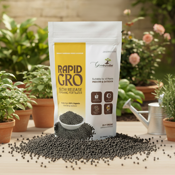 Green Paradise® Rapid Gro Slow Release Organic Fertilizer – 100% Organic Cow Dung Manure For Indoor & Outdoor Plants (500gm Pack)