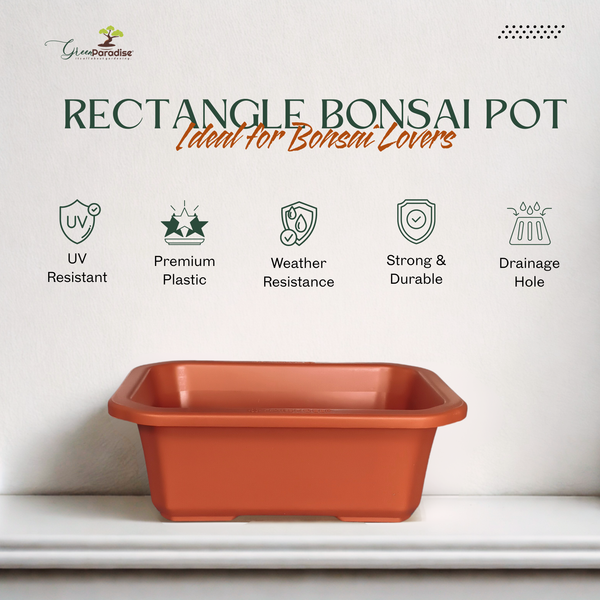 Green Paradise® Premium Rectangular Bonsai Pot Durable Plastic 28cm pot