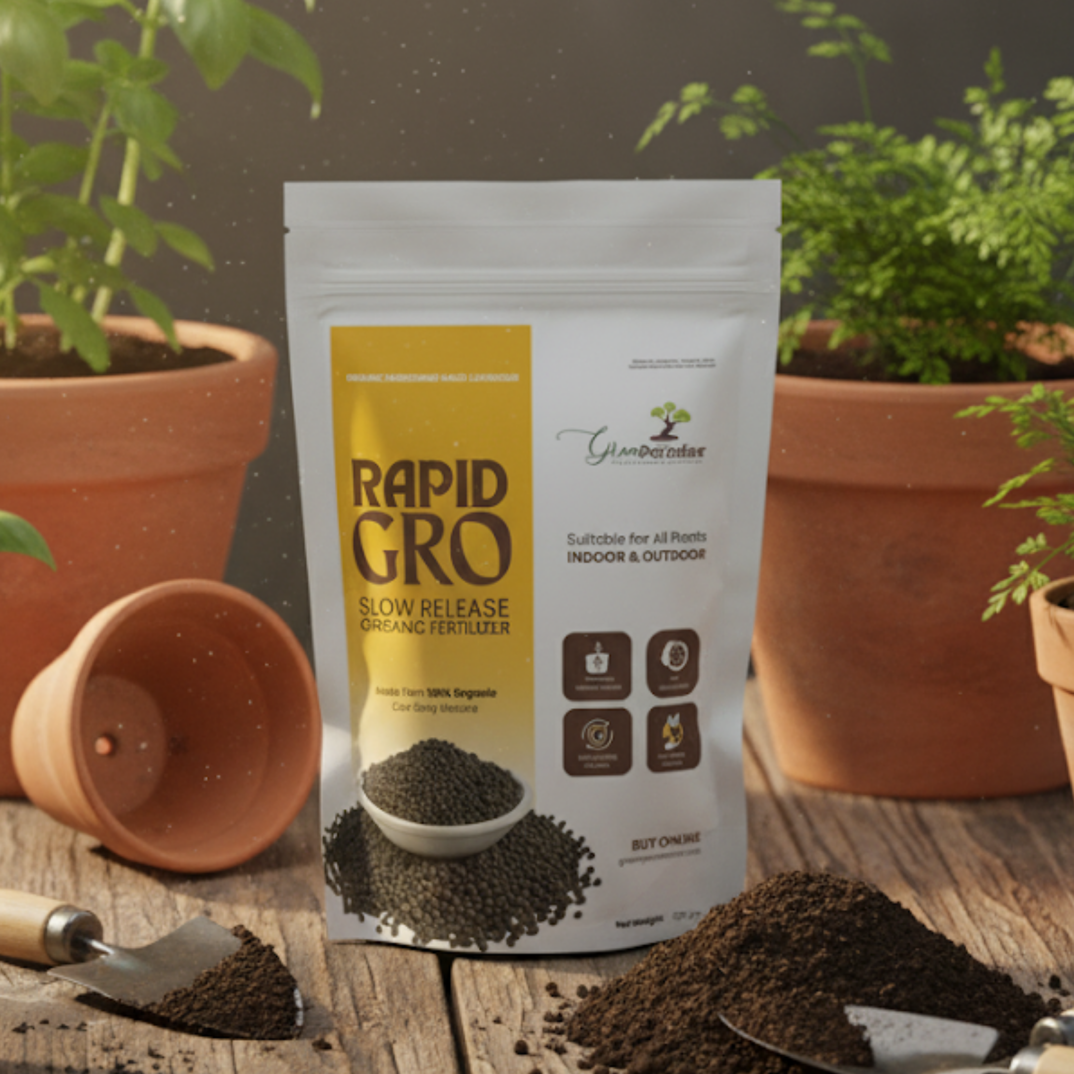 Green Paradise® Rapid Gro Slow Release Organic Fertilizer – 100% Organic Cow Dung Manure For Indoor & Outdoor Plants (500gm Pack)