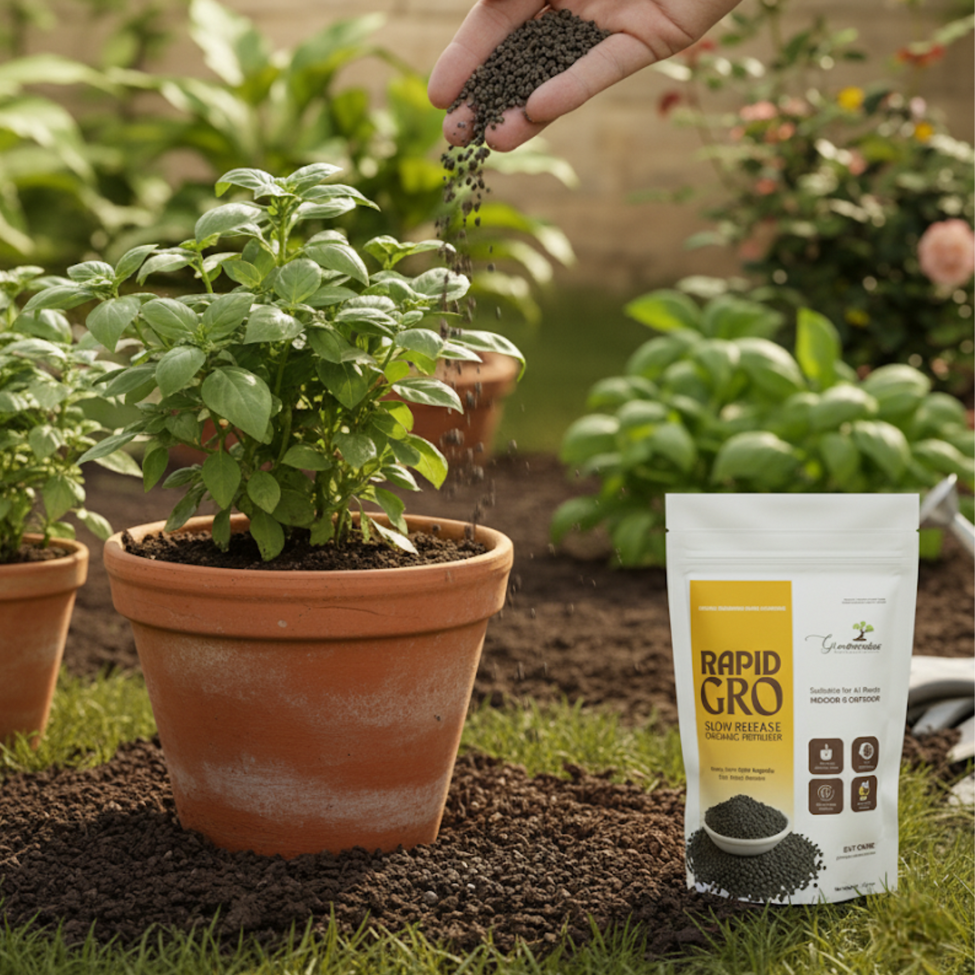 Green Paradise® Rapid Gro Slow Release Organic Fertilizer – 100% Organic Cow Dung Manure For Indoor & Outdoor Plants (500gm Pack)