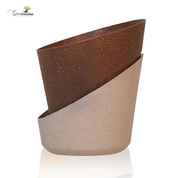 Two-tone brown planter on a white background