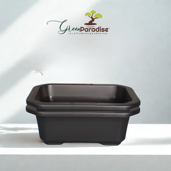 Green Paradise® Premium Black Rectangular Bonsai Pot Durable Plastic 21cm pot