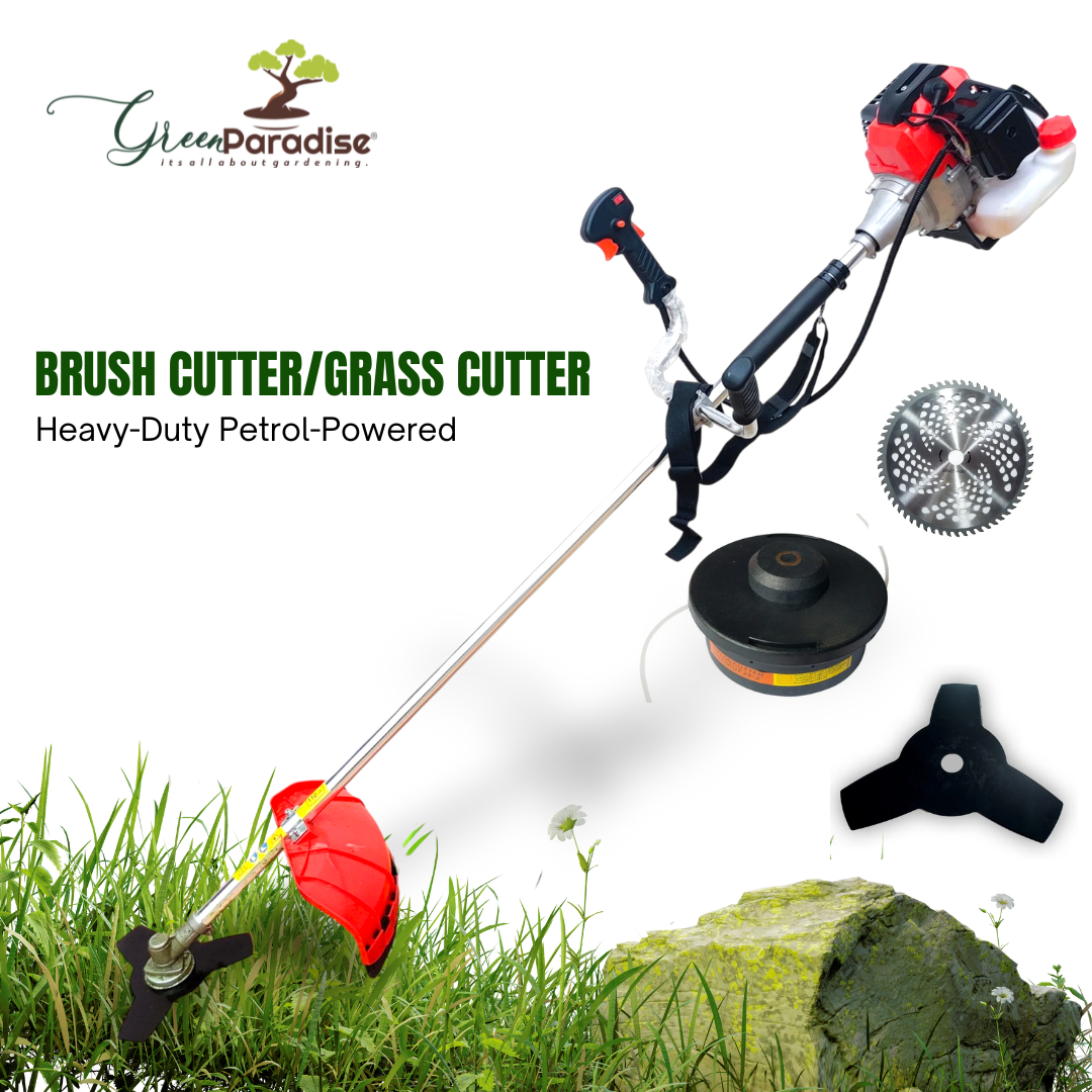 Green Paradise® 52cc Heavy Duty Petrol-Powered 2-Stroke Sidepack Brush Cutter & Grass Cutter Machine with Weeder Tiller Attachment Combo