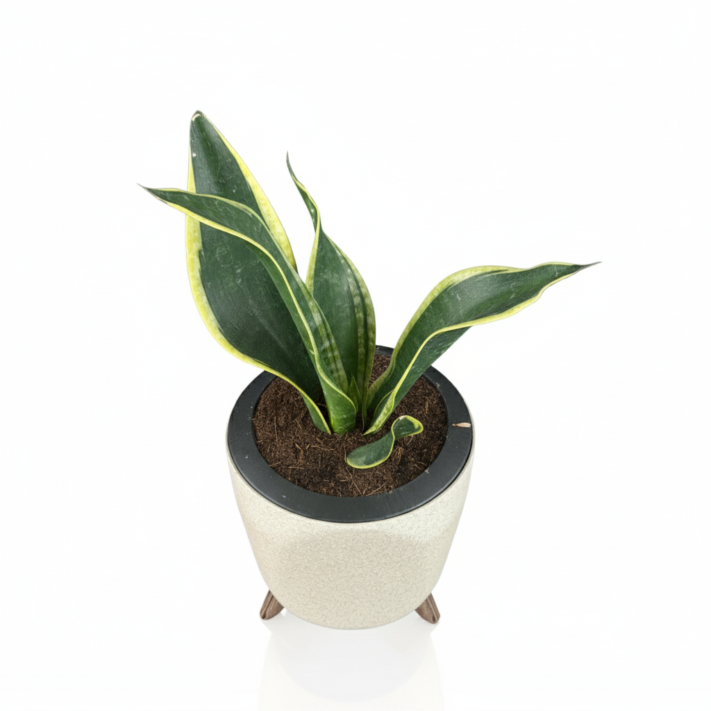 Green Paradise® Sansevieria Laurentii Snake Plant – Air Purifying Indoor Plant in Premium Plastic Self Watering Pot
