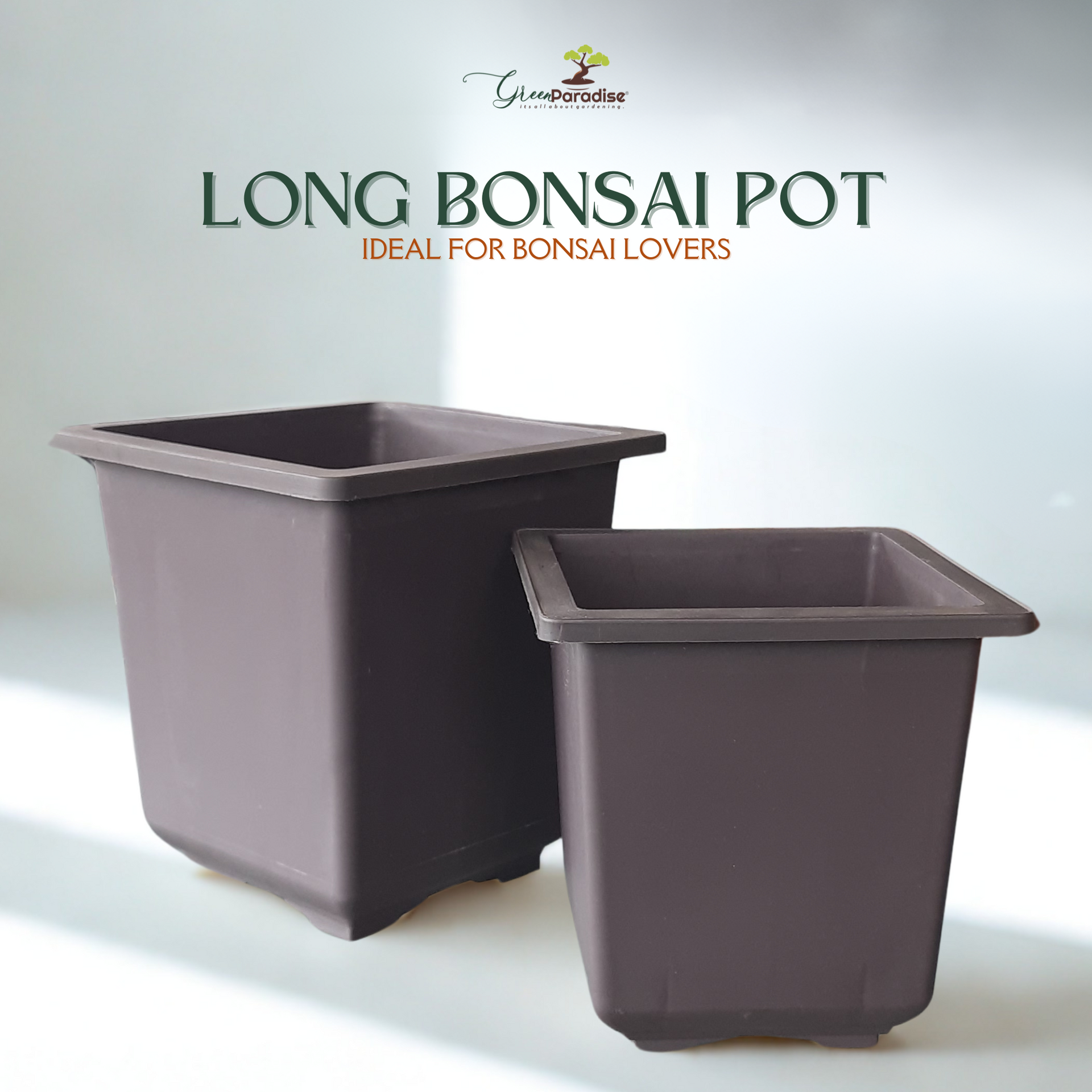 Green Paradise® Premium Tall Square Plastic Bonsai Training Pot – Ideal for Bonsai, Indoor & Outdoor Plants