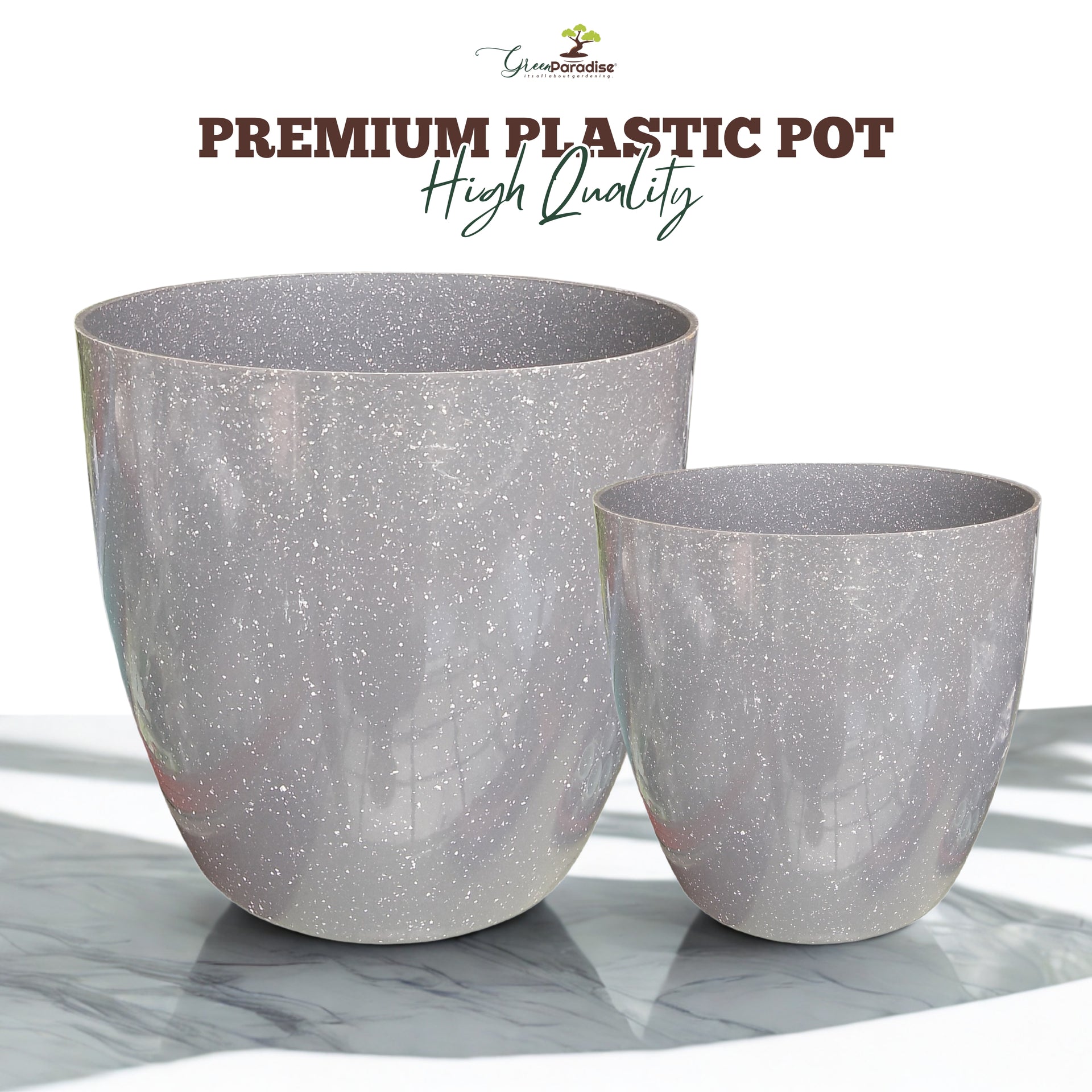 Green Paradise® Premium Grey Plastic Pot – Elegant Indoor & Outdoor Planter for your garden
