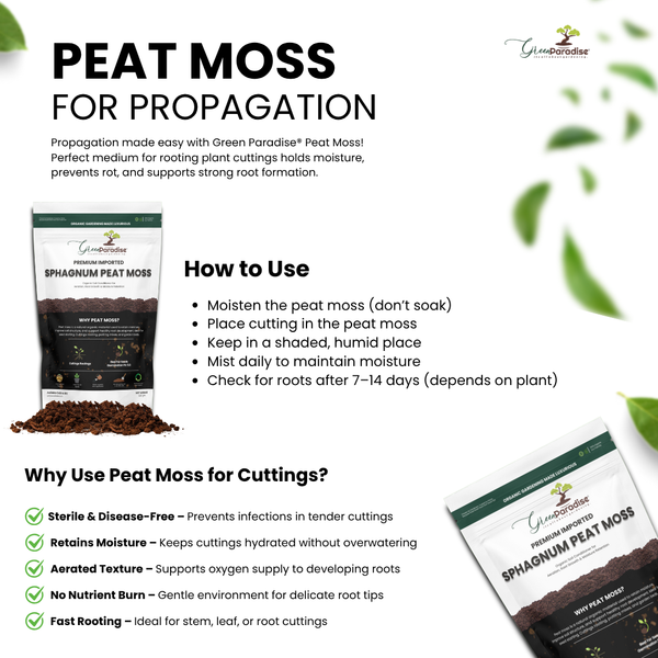 Green Paradise® Premium Imported Sphagnum Peat Moss – Organic Soil Conditioner for Seed Starting, Potting Mix & Propagation