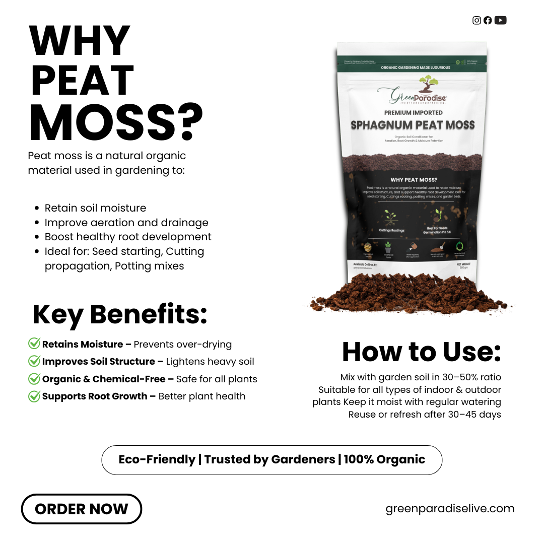 Green Paradise® Premium Imported Sphagnum Peat Moss – Organic Soil Conditioner for Seed Starting, Potting Mix & Propagation