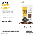 Green Paradise® Rapid Gro Slow Release Organic Fertilizer – 100% Organic Cow Dung Manure For Indoor & Outdoor Plants (500gm Pack)