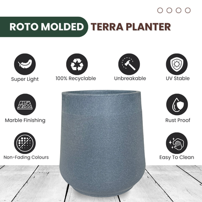 Green Paradise® Terra Rotomolded Planter – Unbreakable, Lightweight Pot with Marble Finish (Indoor & Outdoor Use)