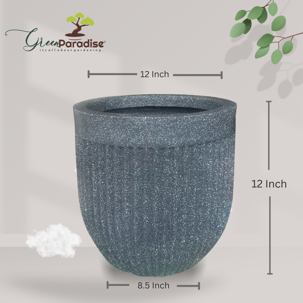 Green Paradise® Roto Molded Marble Finish Round Planter – 12 Inch – Lightweight, Unbreakable, Marble Finish, Drainage Hole, Outdoor & Indoor Use