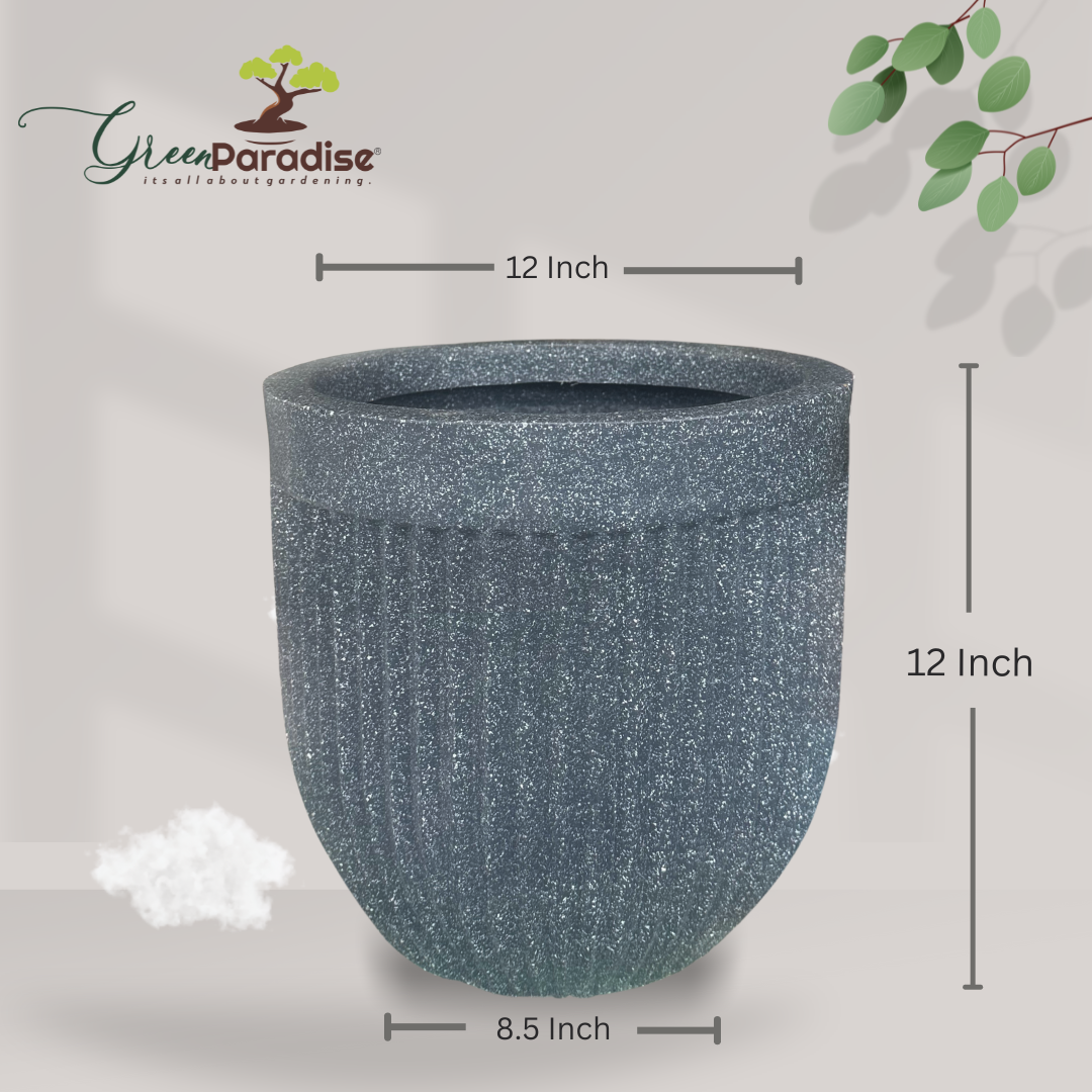 Green Paradise® Roto Molded Marble Finish Round Planter – 12 Inch – Lightweight, Unbreakable, Marble Finish, Drainage Hole, Outdoor & Indoor Use