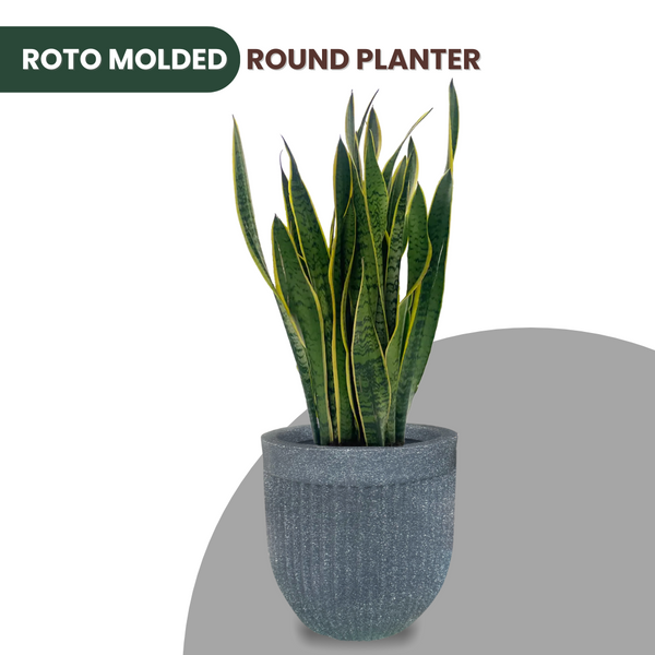 Green Paradise® Roto Molded Marble Finish Round Planter – 12 Inch – Lightweight, Unbreakable, Marble Finish, Drainage Hole, Outdoor & Indoor Use