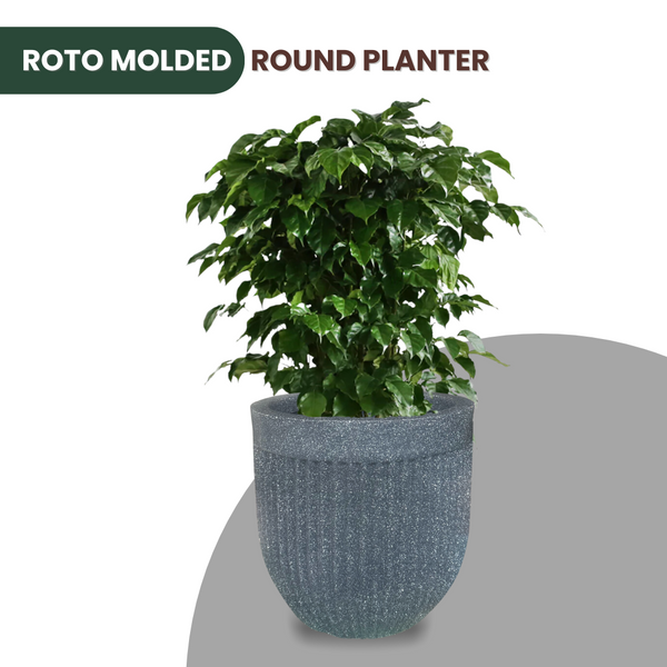 Green Paradise® Roto Molded Marble Finish Round Planter – 12 Inch – Lightweight, Unbreakable, Marble Finish, Drainage Hole, Outdoor & Indoor Use