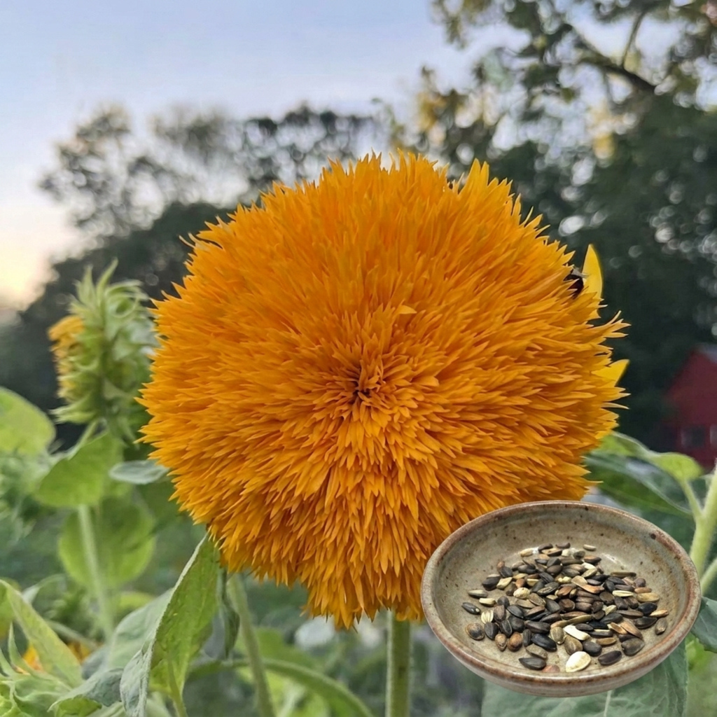 Green Paradise® Sungold Sunflower Seeds (Helianthus annuus) | Premium Double Golden Pompon Sunflower Seeds | Easy to Grow Annual Flower Seeds for Home Garden, Balcony & Terrace