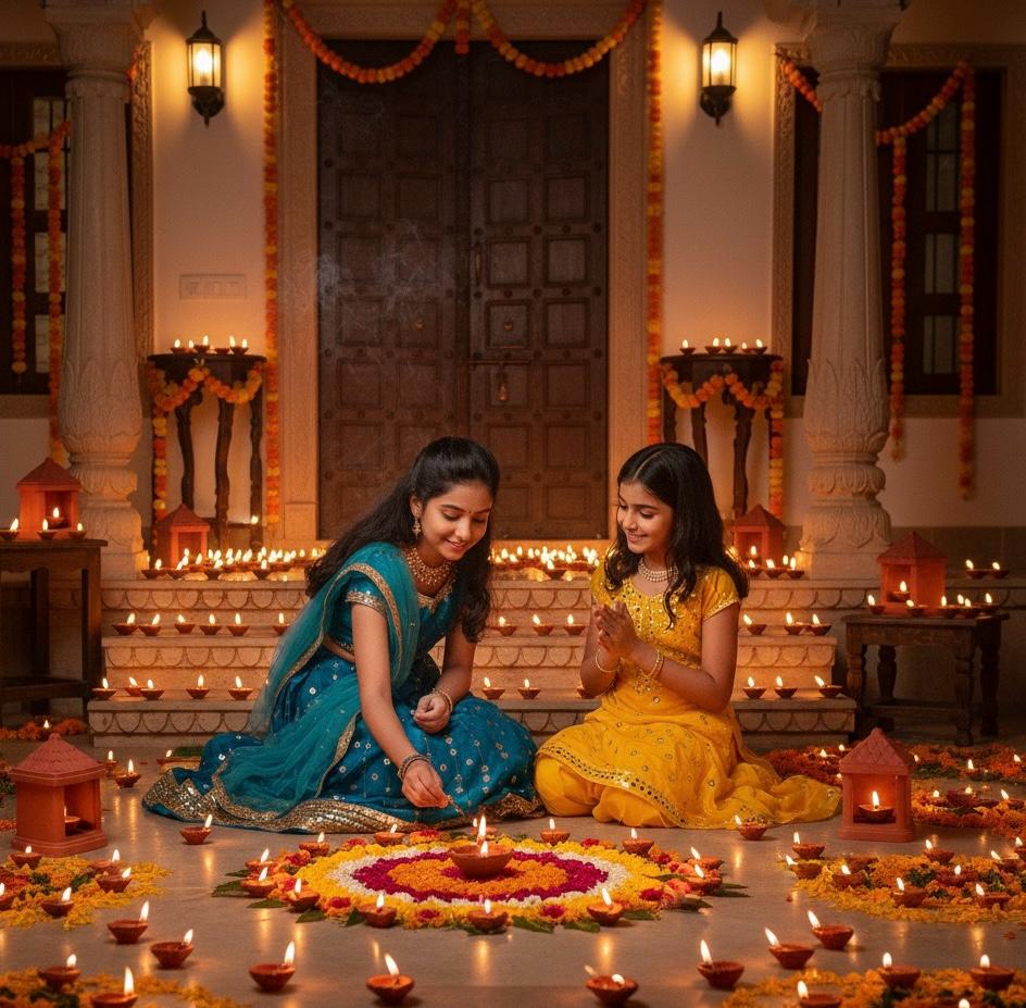 Green Paradise® Terracotta Handmade Temple Diya | Traditional Clay Diya with Stand for Puja, Home Decor & Festivals (11.5 x 7.5 cm)