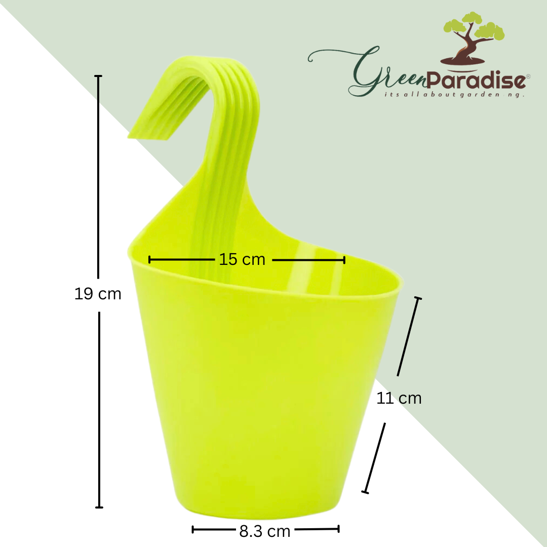 Green Paradise® Hanging hook pots Suitable for balcony gardening and vertical gardeningUnbreakable, High quality planter made of tough -durable plastic ( set of 5 pots) Random Colors