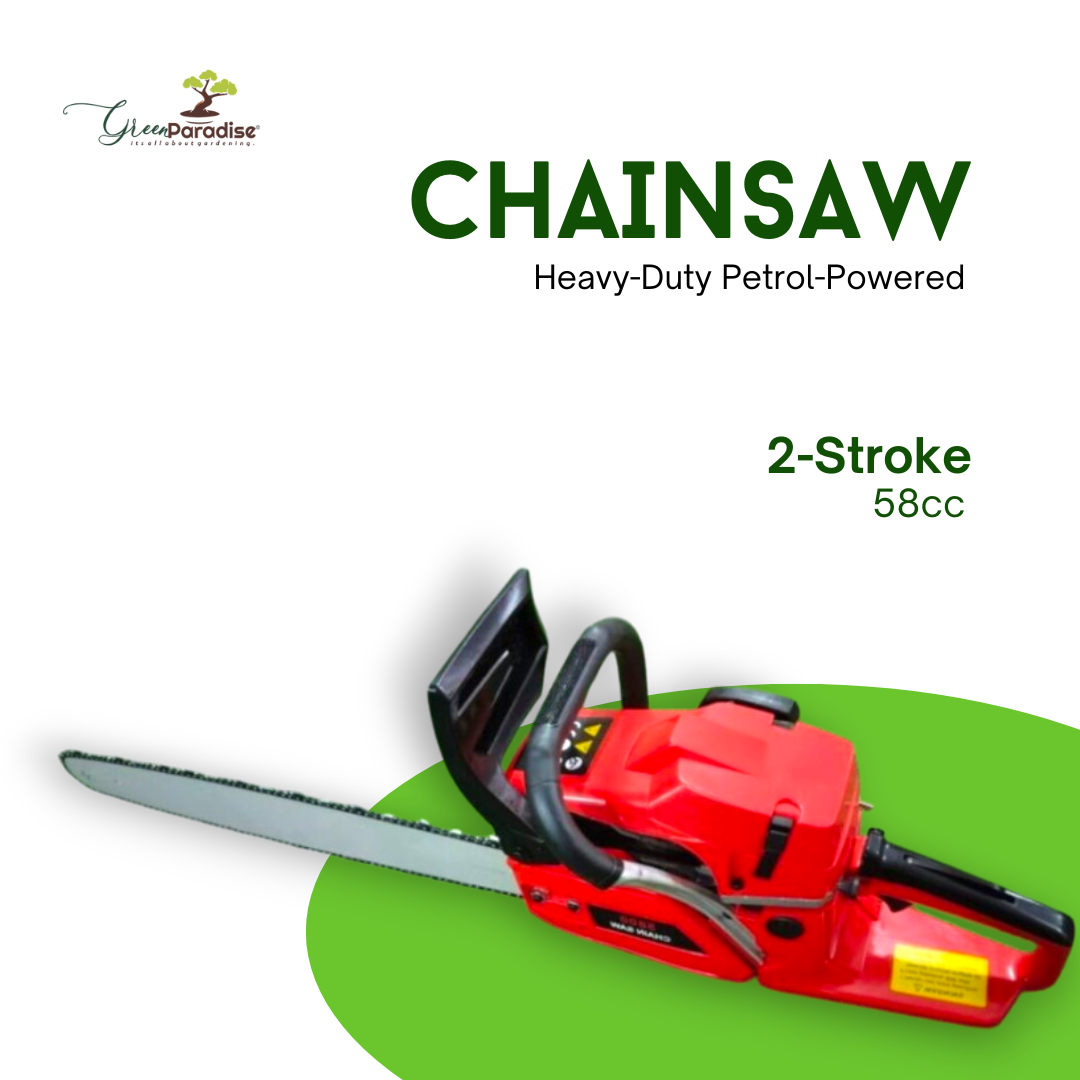 Green Paradise® 18" Petrol-Powered Chainsaw, 58cc High-Performance Engine, Ideal for Heavy-Duty Cutting