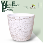 Green Paradise White Glossy Pots With Beautiful Prints 19 cm Pot (set of 3)