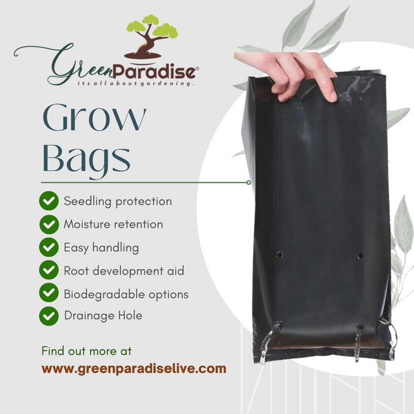 Green Paradise® Growbags UV Stabilized for Kitchen Gardening Hi Quality Poly Bags 6 x 8 inches