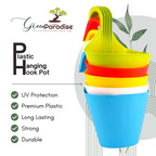 Green Paradise® Hanging hook pots Suitable for balcony gardening and vertical gardeningUnbreakable, High quality planter made of tough -durable plastic ( set of 5 pots) Random Colors