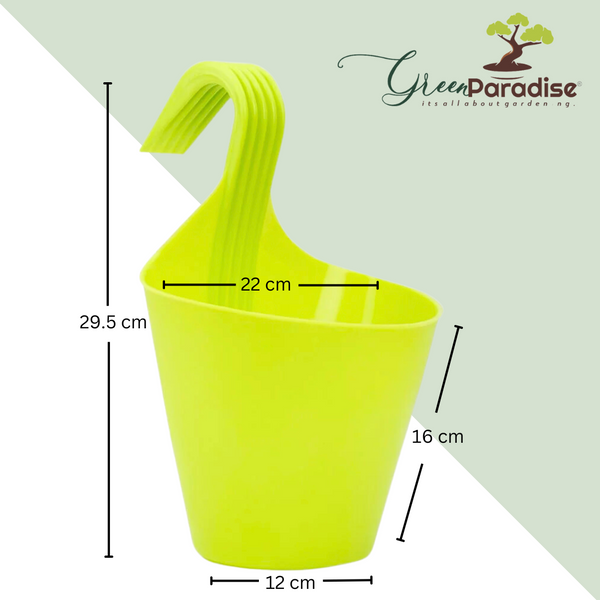 Green Paradise® Hanging hook pots Suitable for balcony gardening and vertical gardeningUnbreakable, High quality planter made of tough -durable plastic ( set of 5 pots) Random Colors