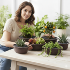 Green Paradise® Oval Bonsai Pot(  Set of 5 ) | 5.5 Inch Plastic Bonsai Training Pots | Purple Clay Color Small Planters for Indoor & Outdoor Plants