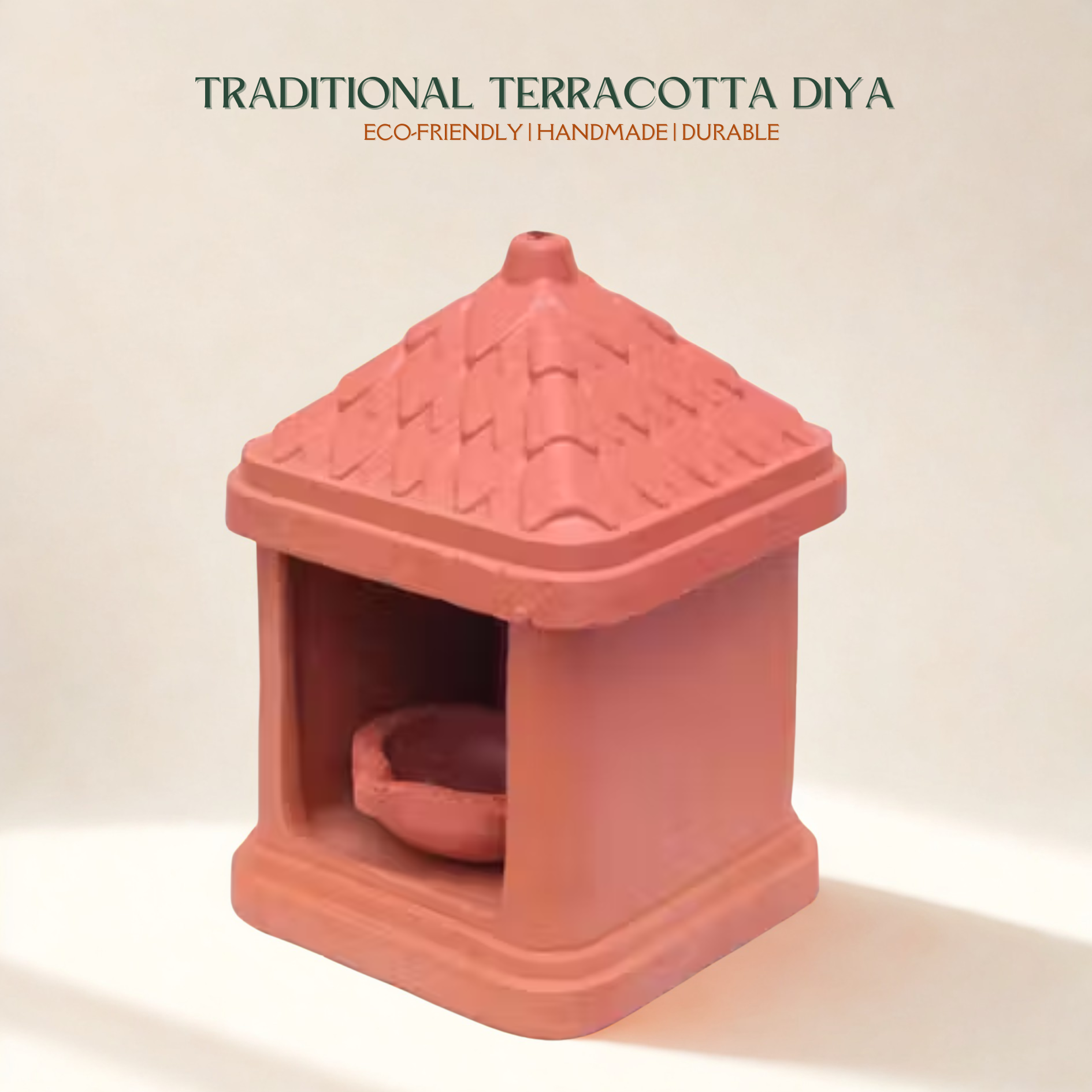 Green Paradise® Traditional Terracotta Diya – Eco-Friendly Handmade Clay Temple Diya for Home Décor & Puja
