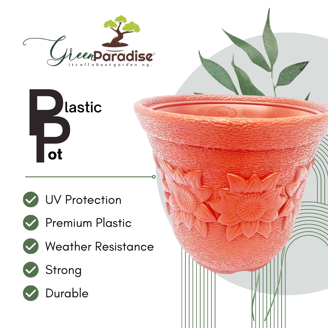 Green Paradise® Hi Quality Plastic Pots Size 15 cm (Set of 3) for Growing Plants Terracotta Color