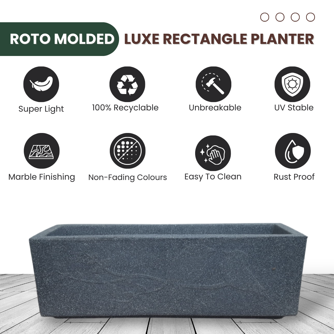 Green Paradise® Roto Molded Luxe Rectangle Planter Durable, Elegant & Weather-Resistant (18 inch)