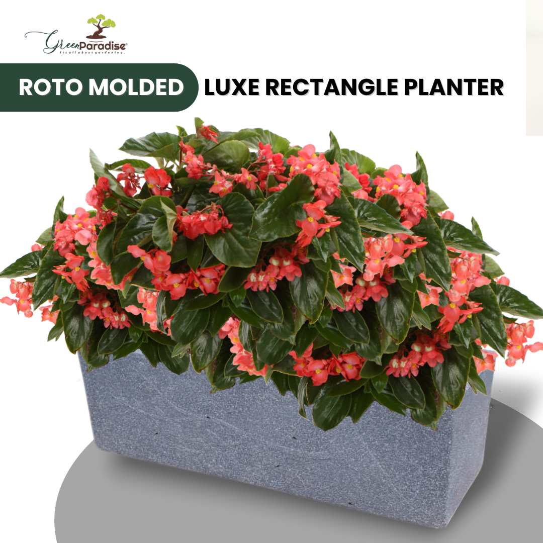 Green Paradise® Roto Molded Luxe Rectangle Planter Durable, Elegant & Weather-Resistant (18 inch)