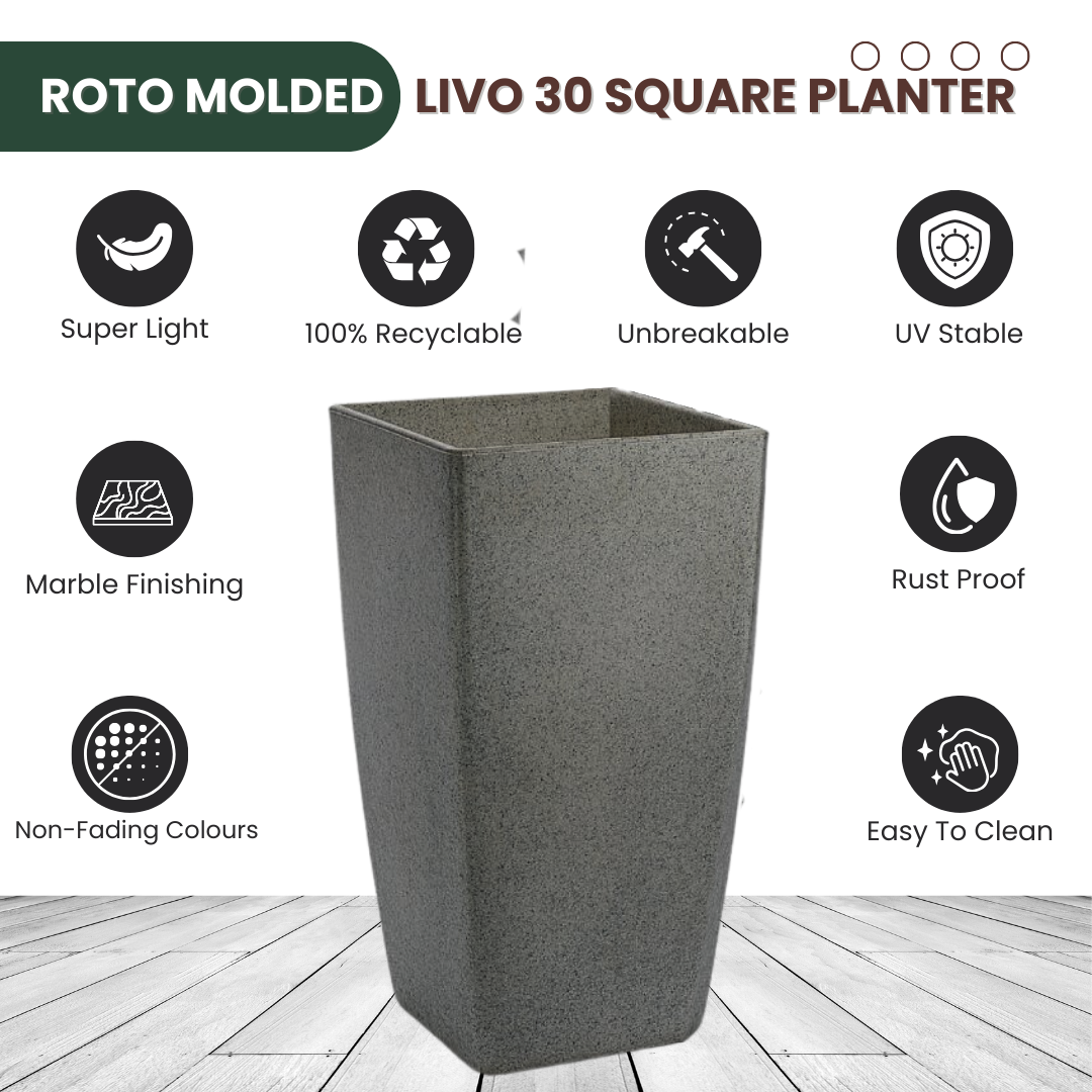 Green Paradise® Livo 30 Square Roto Molded High Qaulity Premium Planter