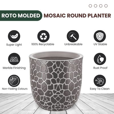 Green Paradise® Mosaic Round Roto Molded High Qaulity Premium Planter
