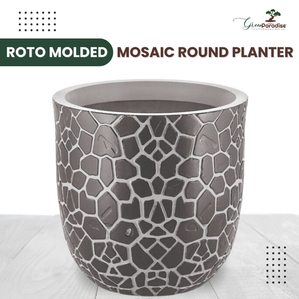 Green Paradise® Mosaic Round Roto Molded High Qaulity Premium Planter
