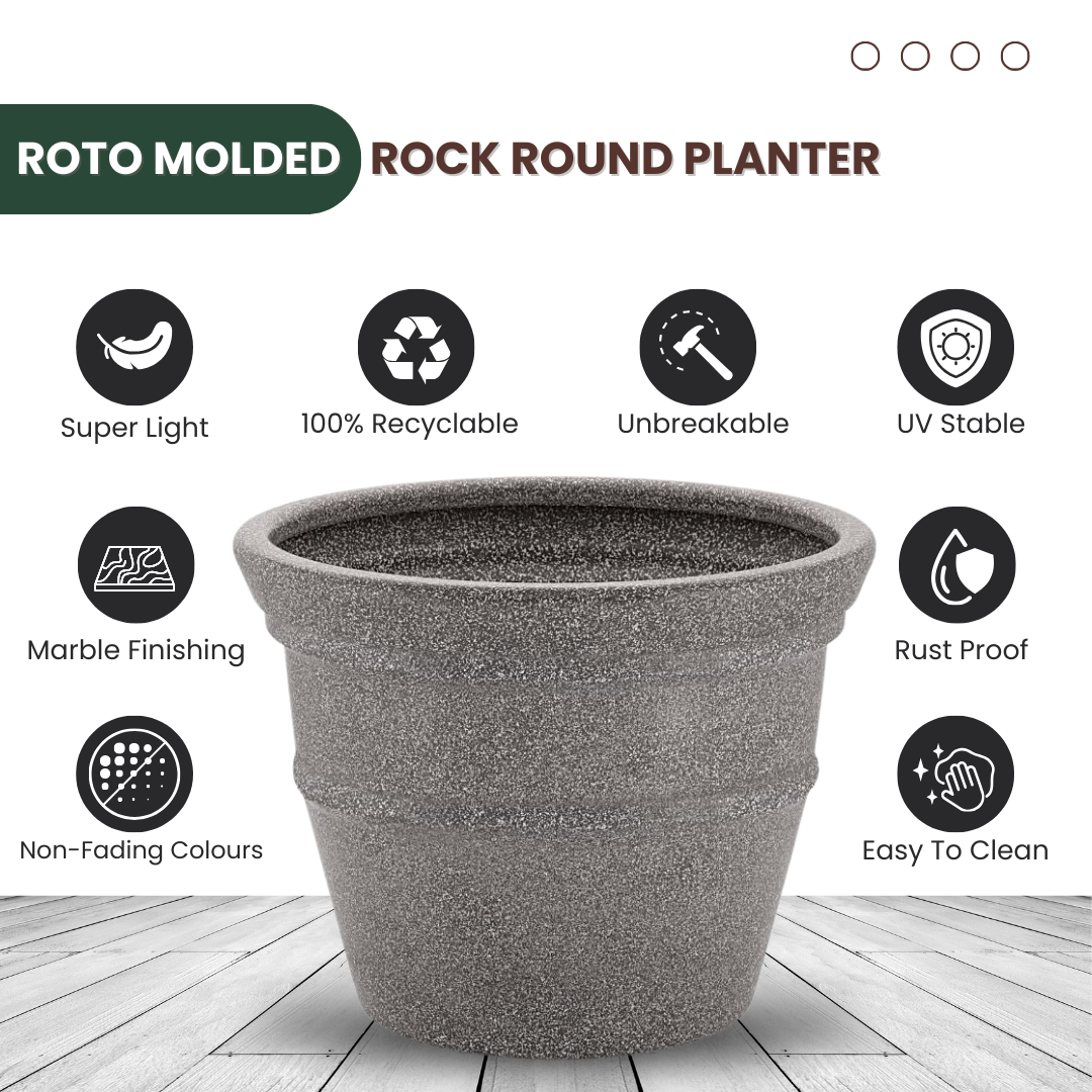Green Paradise® Rock Round Roto Molded High Quality Premium Planter