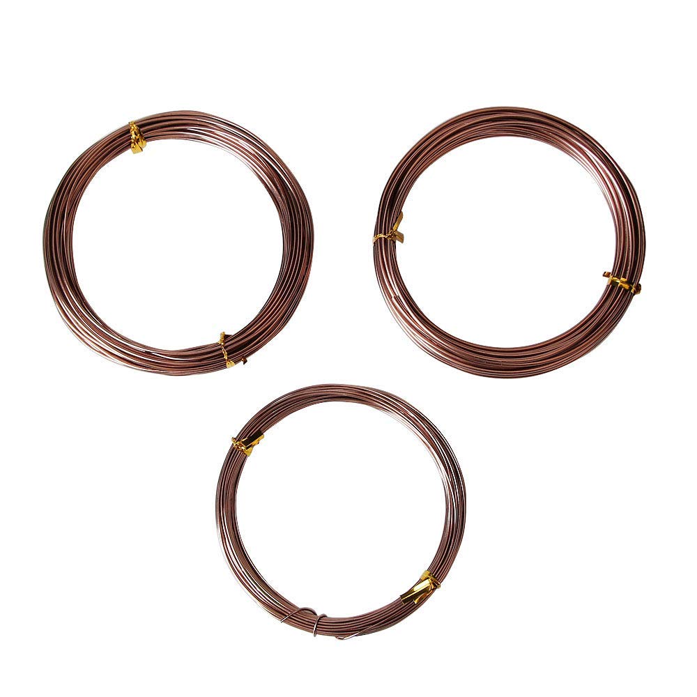 Bonsai Training Wire 3-Size Starter Set 150 Feet Anodized Aluminium  (1mm, 1.5 mm, 2.0 mm, Each 50 ft, Copper Color)