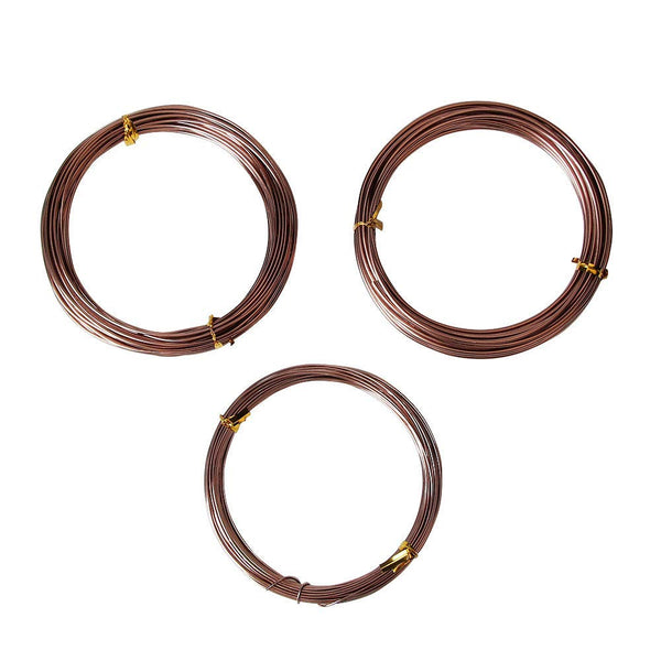 Quality Brown Long Lasting Bonsai Training Wire Set of 3 Sizes - 1.0mm, 1.5mm, 2.0mm, Corrosion and Rust Resistant (32 Feet Each Size)