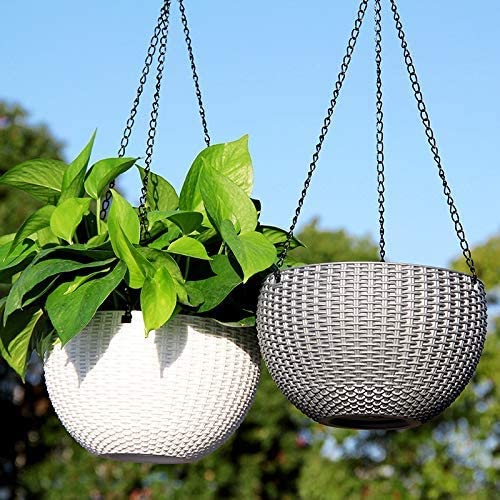 Flower Pot Hanging Basket with Hook Chain for Home Garden Office Balcony Grower Planter-Size 6 Inch